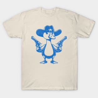 Vintage Outlaw Goose Sheriff in Blue - Wild West Silly Cowboy Distressed Retro Design T-Shirt